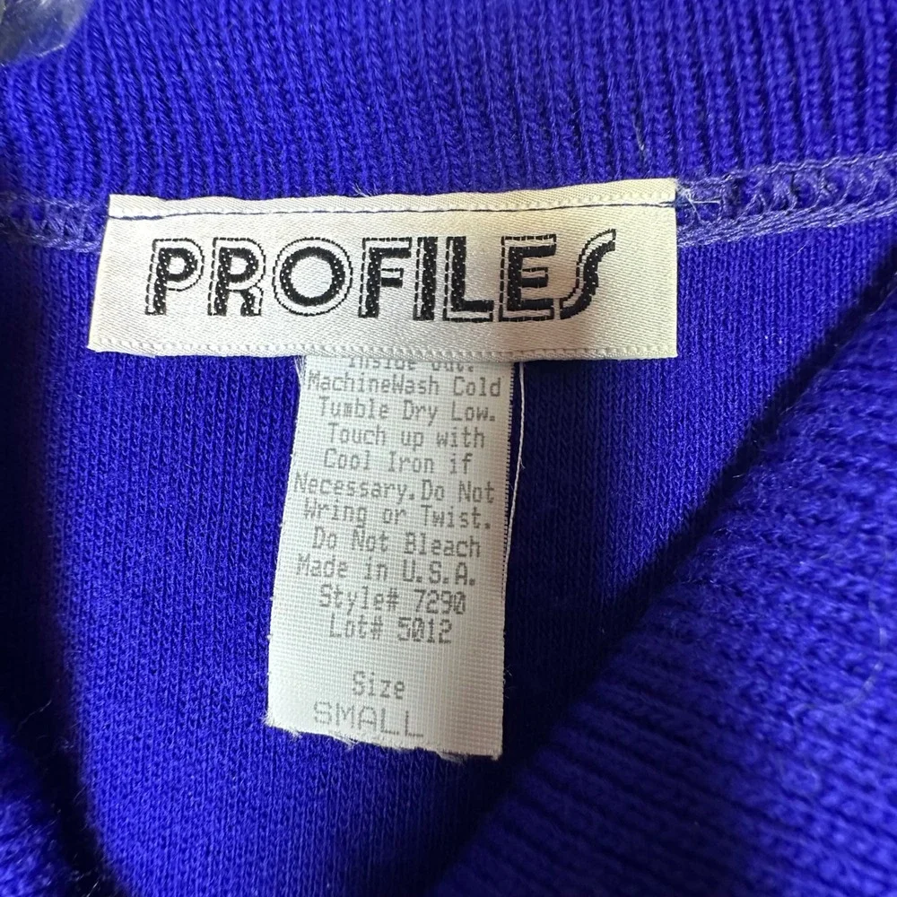 Profiles Vintage Long Sleeve Polo Sweater Cobalt Blue Gold Buttons  Layering S